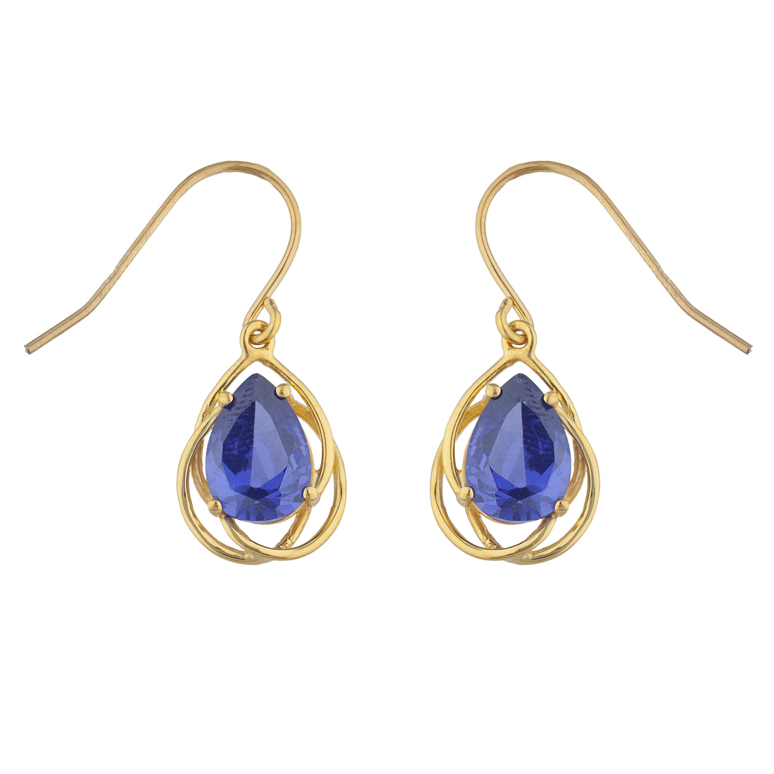 14Kt Gold 4 Ct Tanzanite Pear Teardrop Design Dangle Earrings