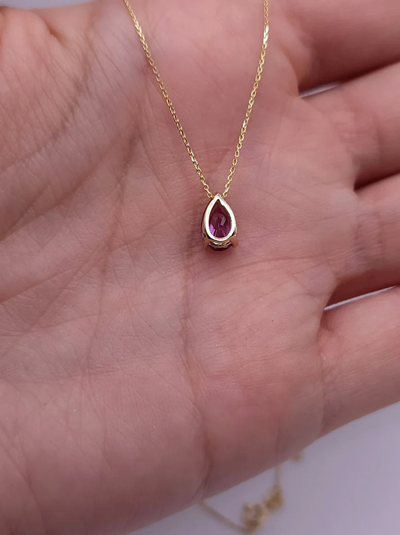 14Kt Gold Alexandrite Teardrop Necklace Pendant