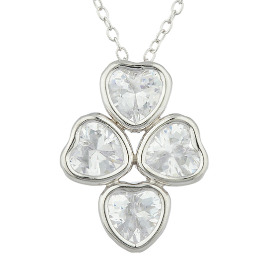 White Sapphire Heart Bezel Pendant .925 Sterling Silver