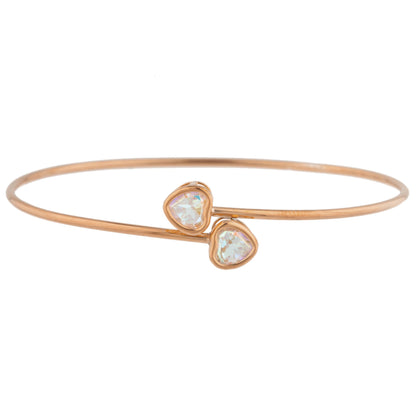 14Kt Rose Gold Plated Natural Mercury Mist Mystic Topaz Heart Bezel Bangle Bracelet