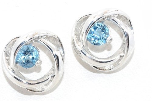 3mm London Blue Topaz Round Stud Earrings .925 Sterling Silver