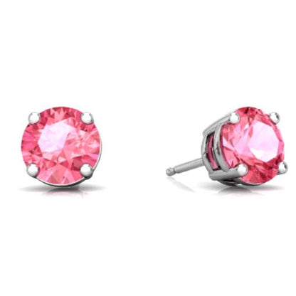 2 Ct Pink Sapphire Round Stud Earrings 14Kt White Gold