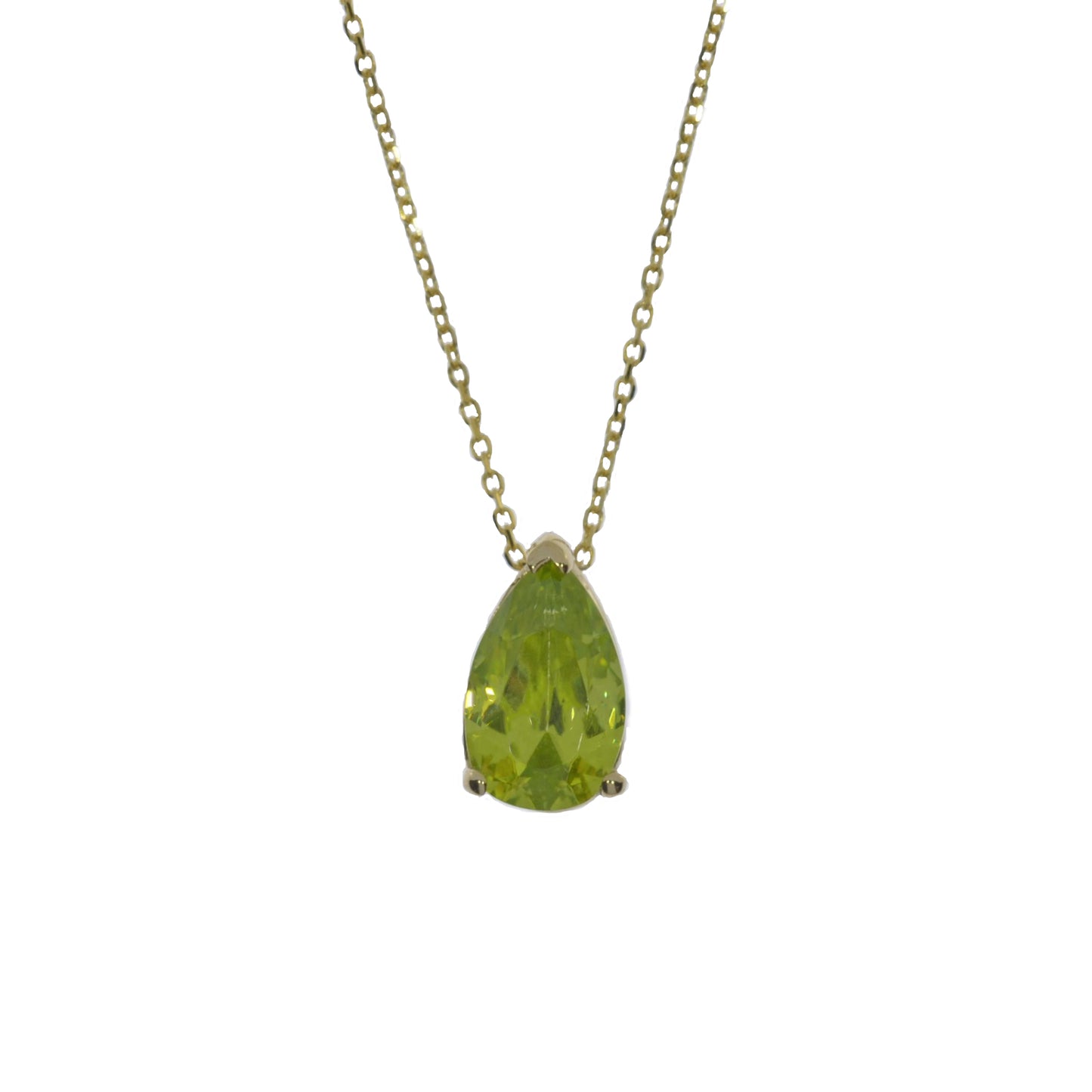 14Kt Gold Peridot Teardrop Necklace Pendant