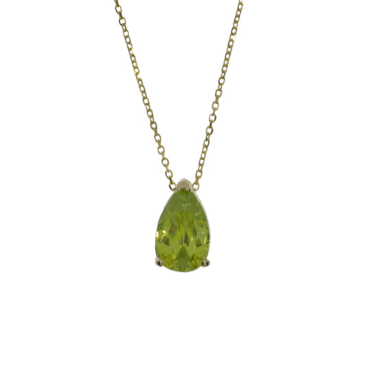 14Kt Gold Peridot Teardrop Necklace Pendant