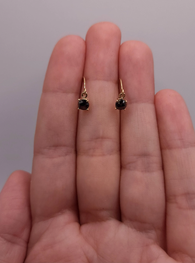 14Kt Gold 0.40 Ct Natural Rose Cut Black Diamond Round Stud Earrings