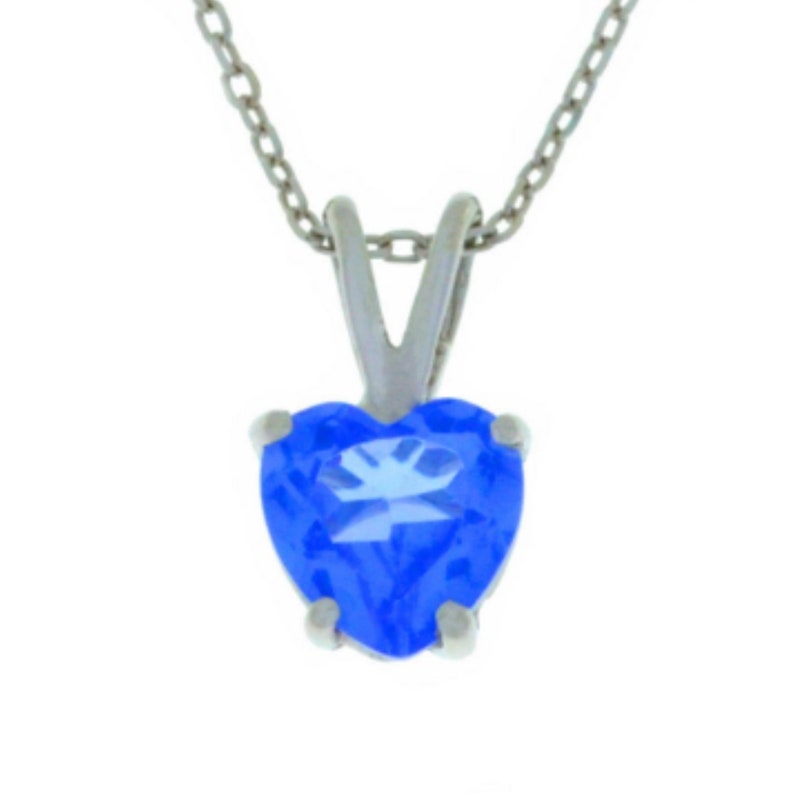 14Kt Gold Tanzanite Open Heart Pendant Necklace