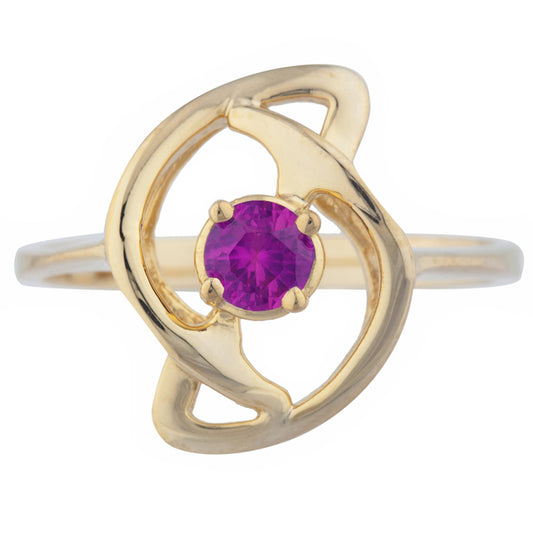 14Kt Gold Created Ruby Infinity Design Ring