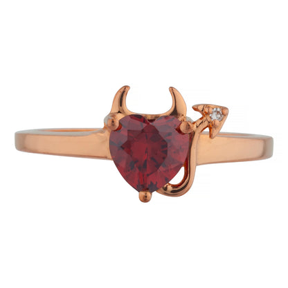 14Kt Gold Garnet & Diamond Devil Heart Ring