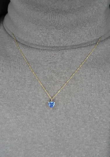 14Kt Gold Tanzanite Heart Pendant Necklace