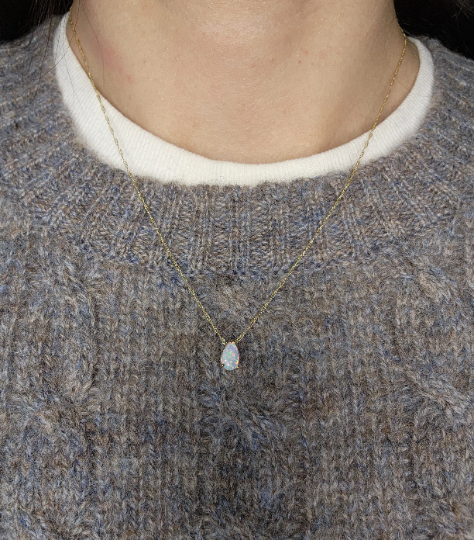 14Kt Gold Opal Teardrop Pendant Necklace