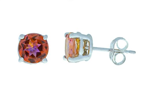 2 Ct Ecstasy Mystic Topaz Round Stud Earrings 14Kt White Gold