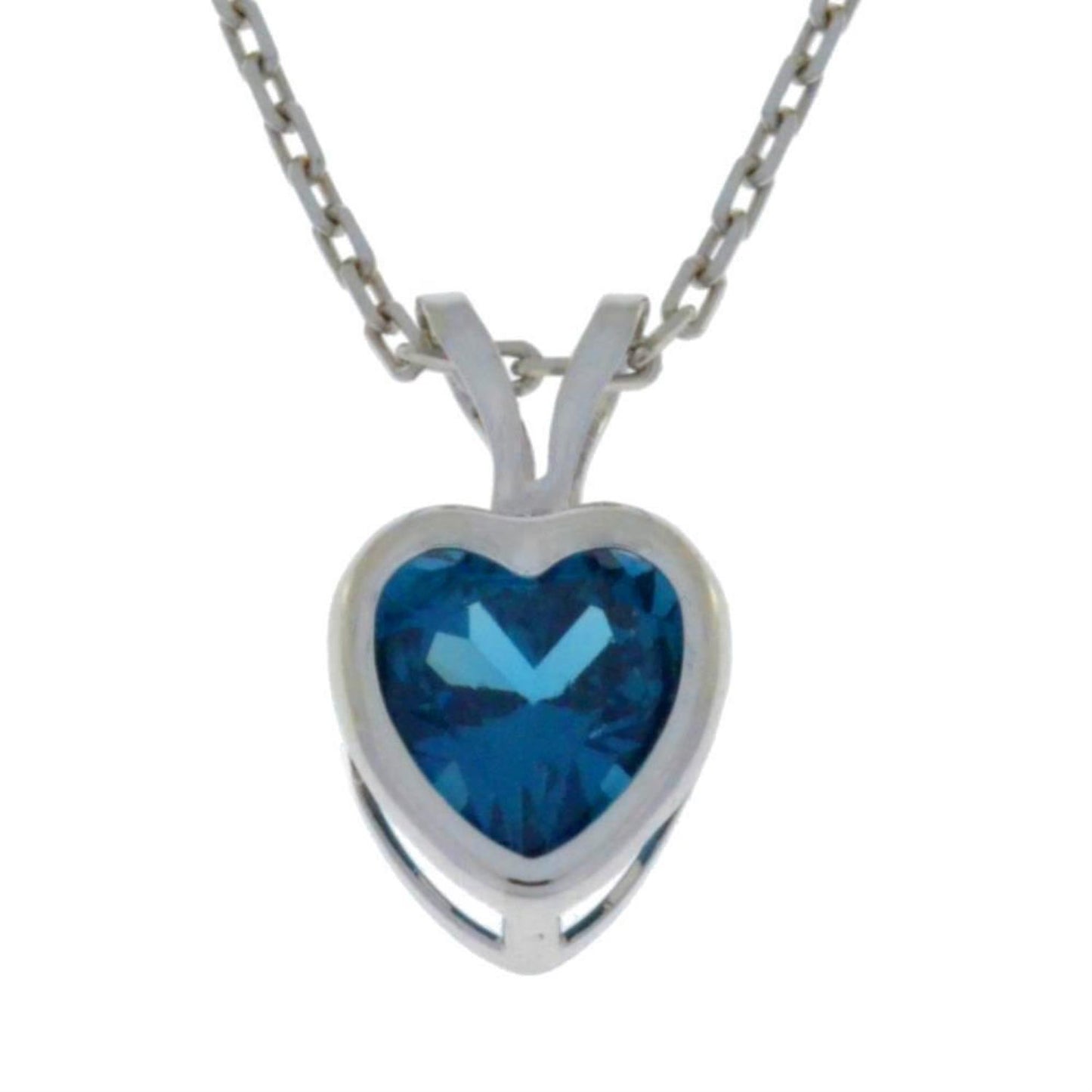 14Kt Gold London Blue Topaz Heart Bezel Pendant Necklace