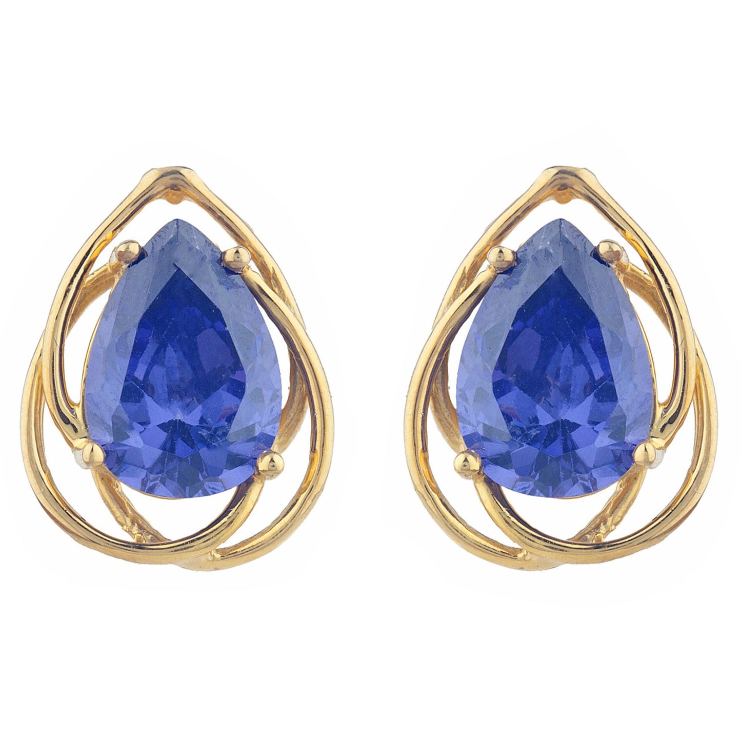 14Kt Gold 4 Ct Tanzanite Pear Teardrop Design Stud Earrings