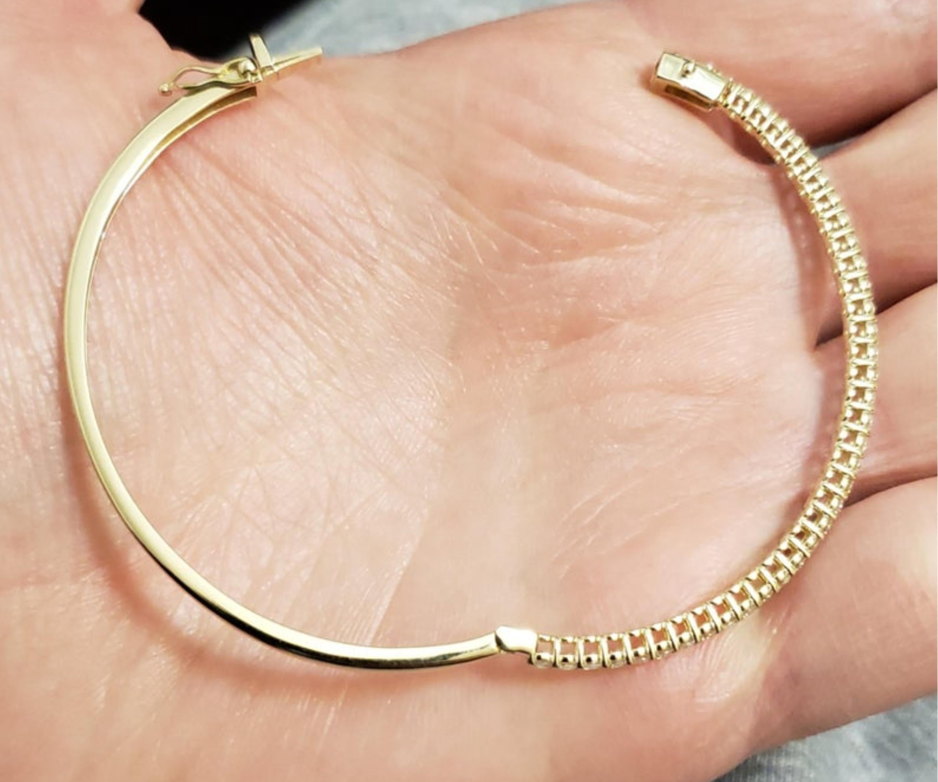 14Kt Yellow Gold 1.23 Ct Diamond Bangle Bracelet