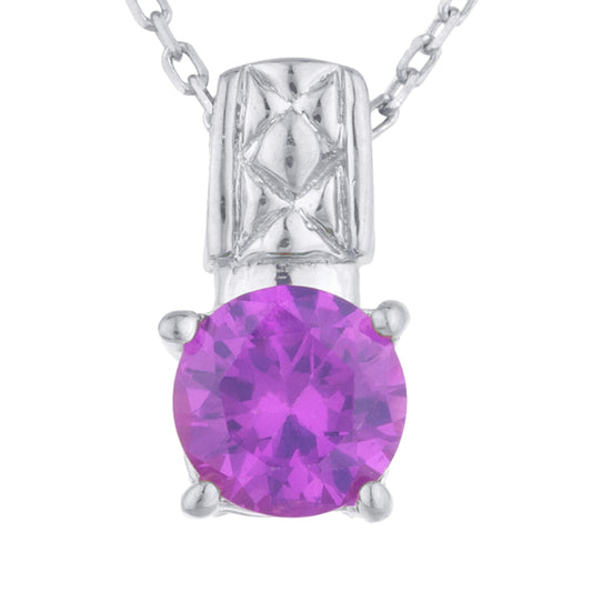 1 Ct Pink Sapphire Round Design Pendant .925 Sterling Silver