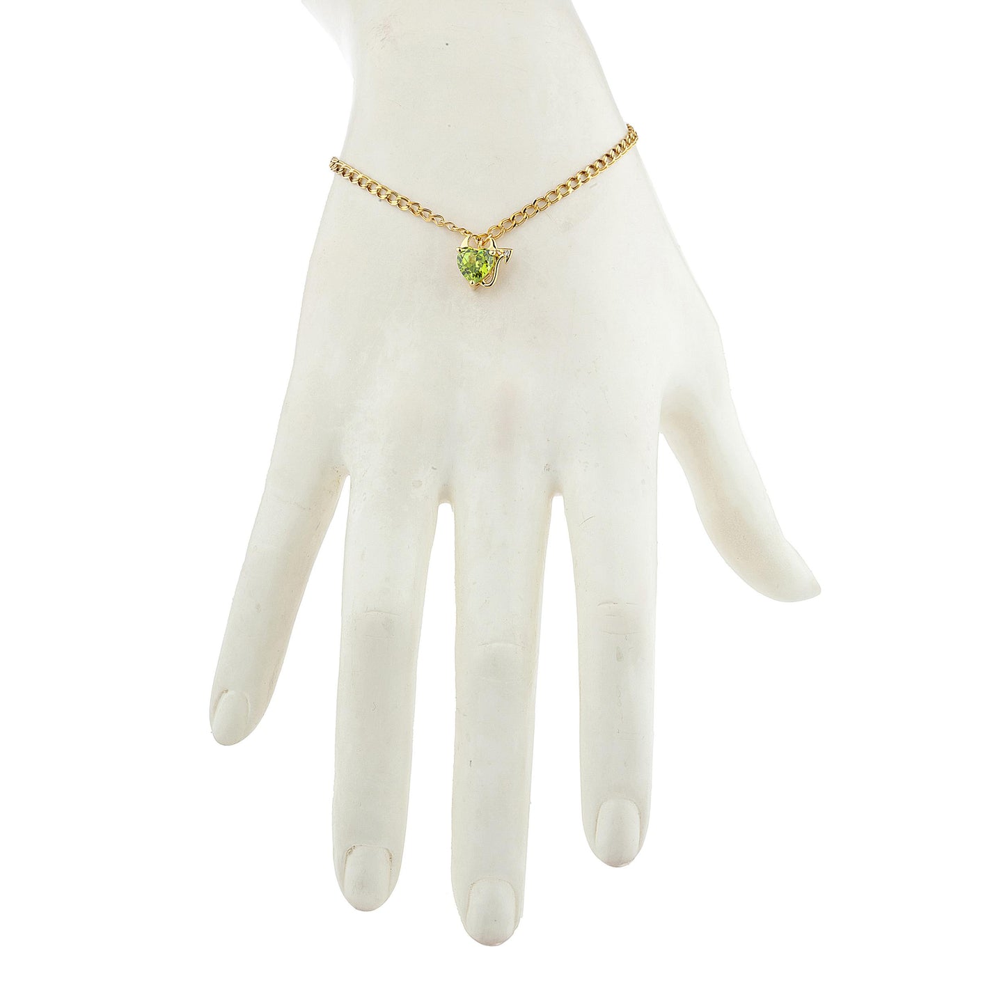 14Kt Yellow Gold Plated Peridot & Diamond Devil Heart Bracelet