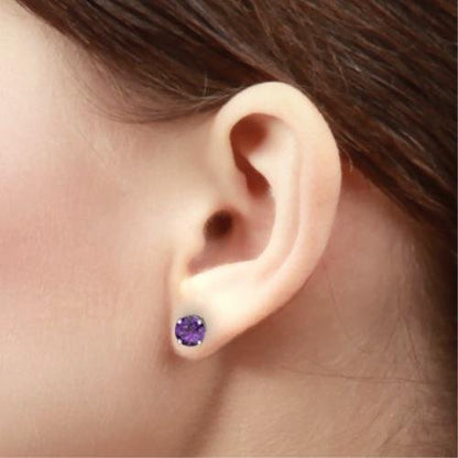 2 Ct Alexandrite Round Stud Earrings 14Kt White Gold