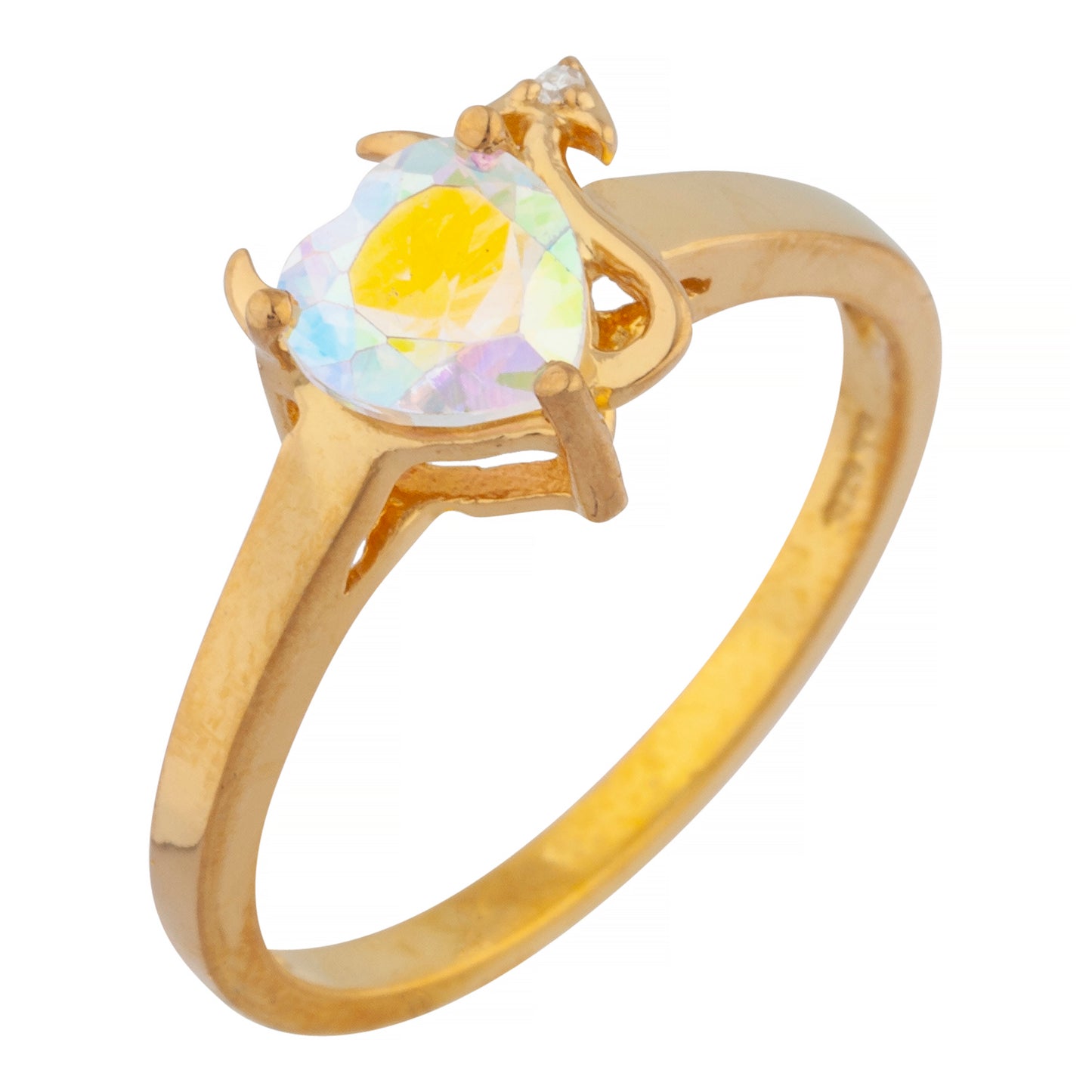 Natural Mercury Mist Mystic Topaz & Diamond Devil Heart Ring 14Kt Yellow Gold Rose Gold Silver