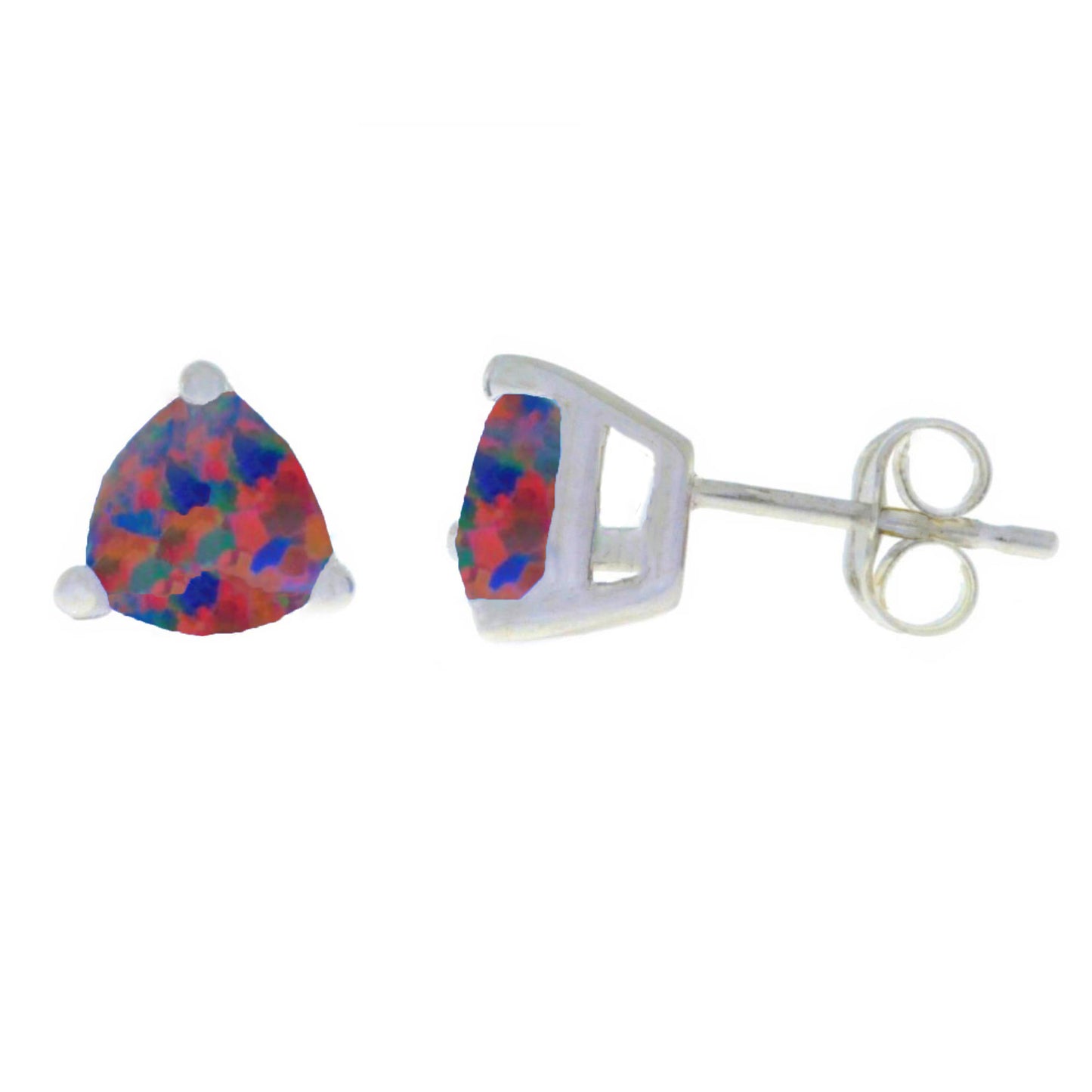 14Kt Gold Black Opal Trillion Stud Earrings