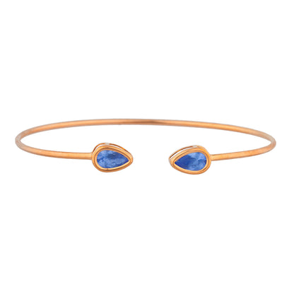 14Kt Rose Gold Plated Tanzanite Pear Bezel Bangle Bracelet