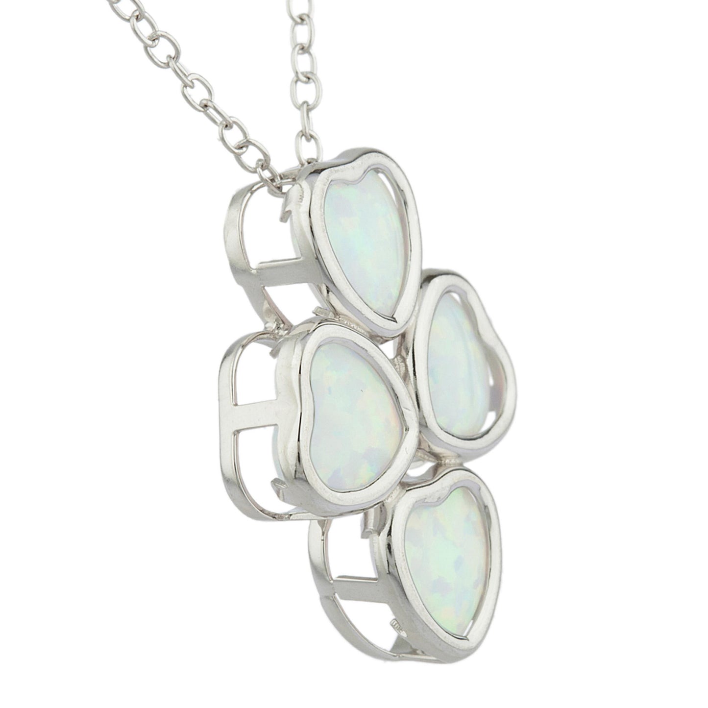 Opal Heart Bezel Pendant .925 Sterling Silver