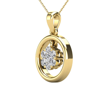 14Kt Yellow Gold Genuine Natural Diamond Floating Round Pendant Necklace