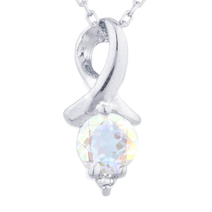 0.50 Ct Natural Mercury Mist Mystic Topaz & Diamond Round Design Pendant .925 Sterling Silver