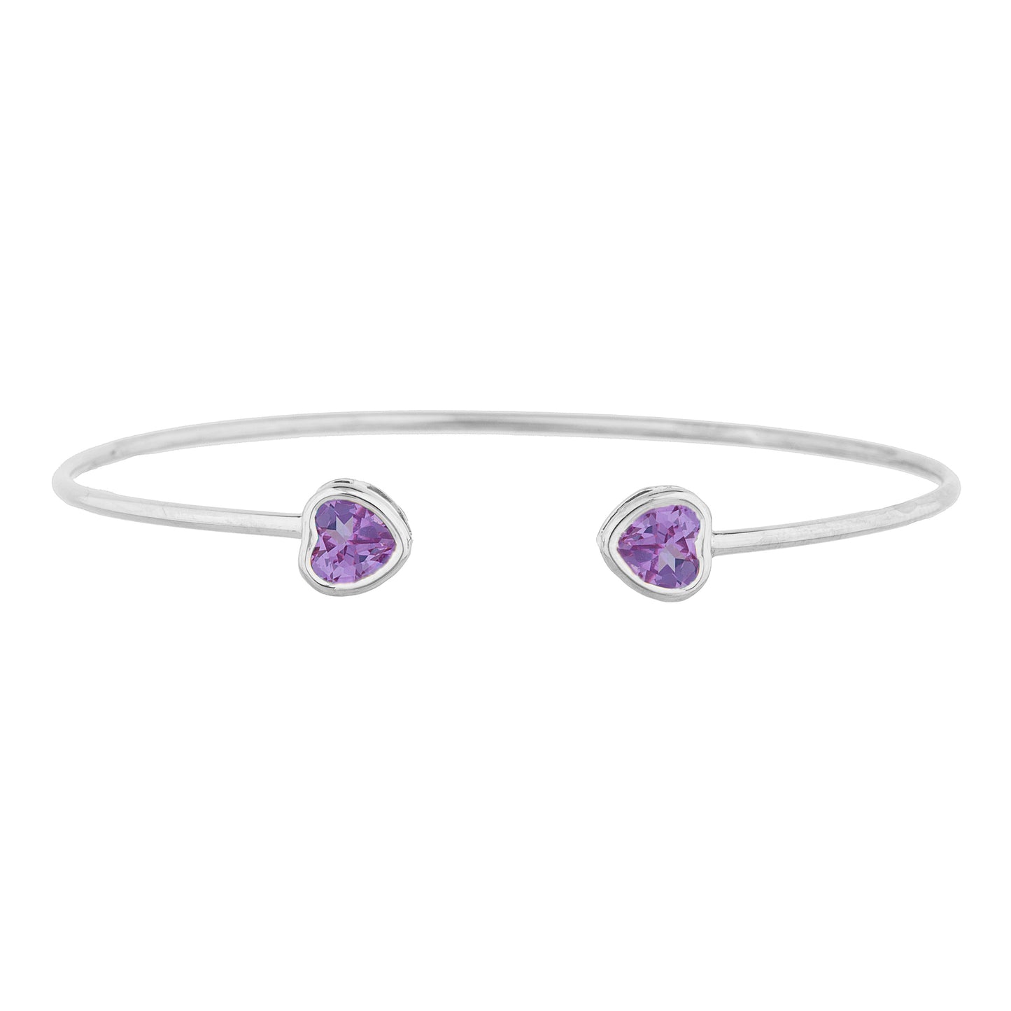 2 Ct Alexandrite Heart Bezel Bangle Bracelet .925 Sterling Silver