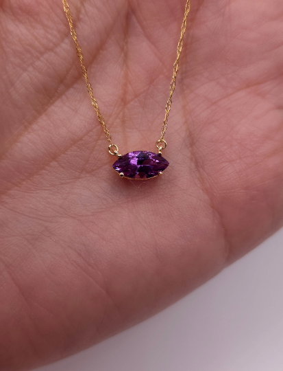 14Kt Gold Alexandrite Marquise Pendant Necklace