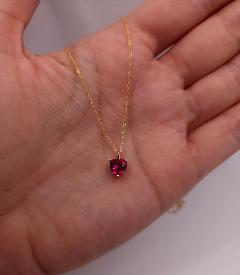 14Kt Gold Ruby Heart Pendant Necklace