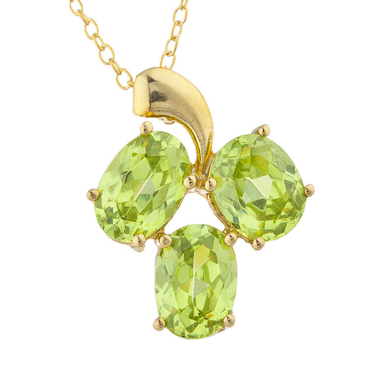 14Kt Yellow Gold Plated Peridot Oval Design Pendant