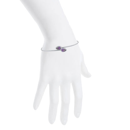 2 Ct Amethyst Pear Bezel Bangle Bracelet .925 Sterling Silver