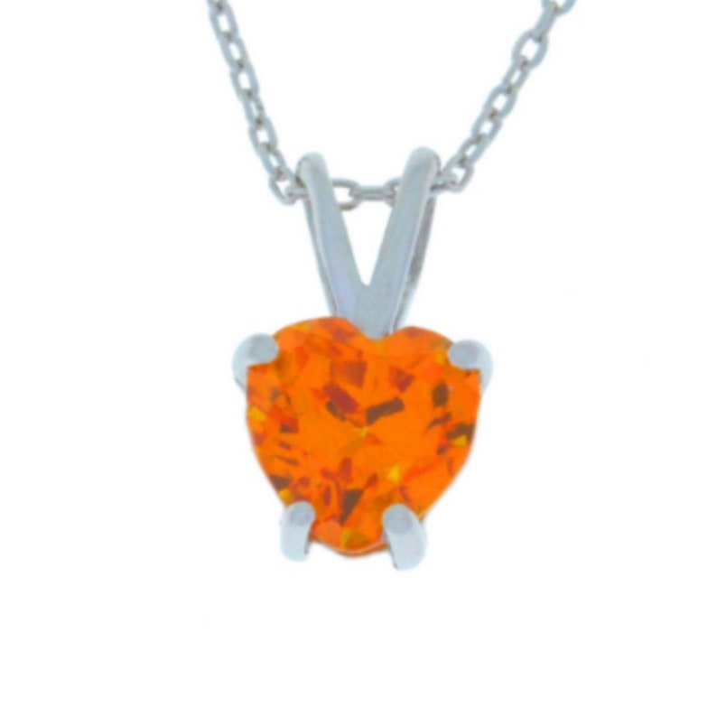 14Kt Gold Orange Citrine Open Heart Pendant Necklace