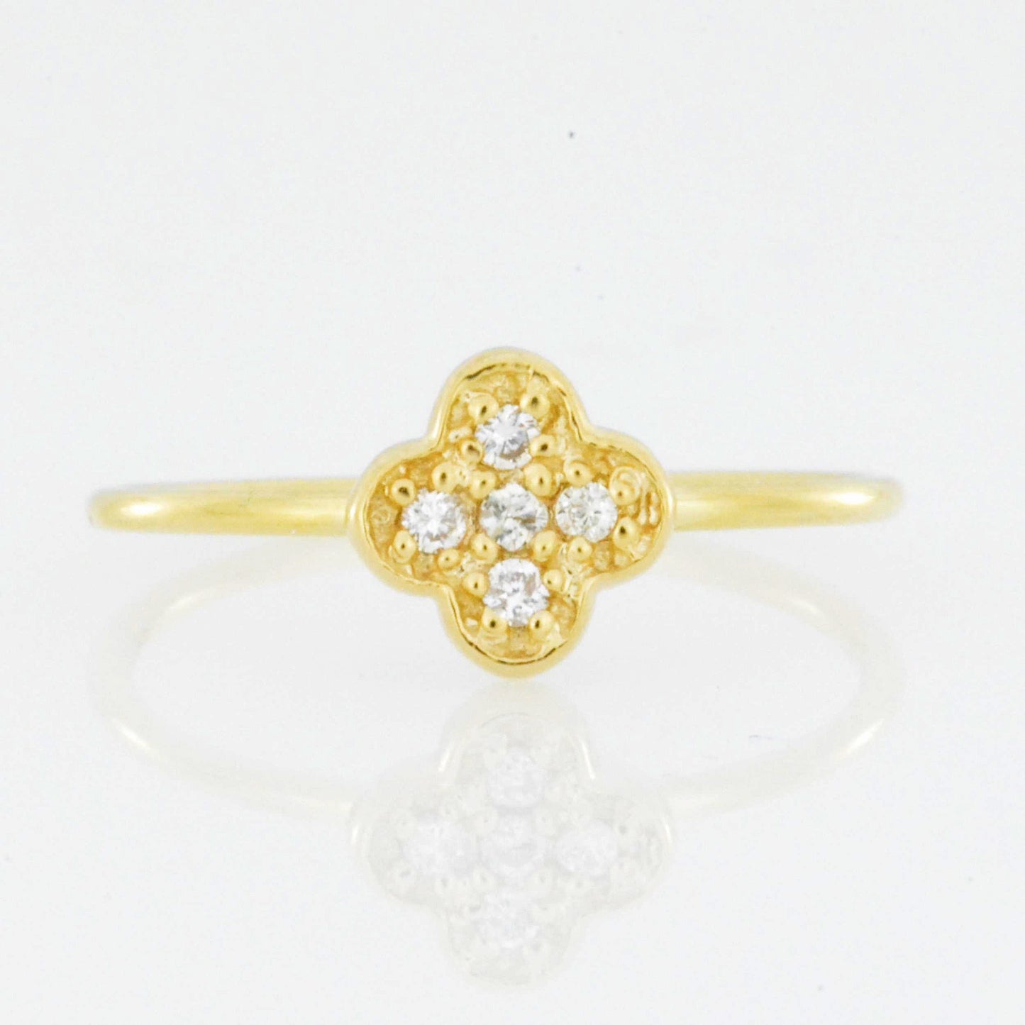 14Kt Gold Genuine Natural Diamond Clover Ring