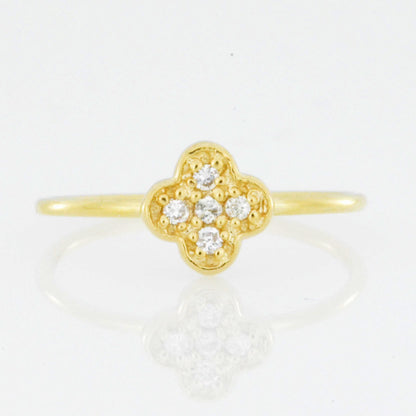 14Kt Gold Genuine Natural Diamond Clover Ring