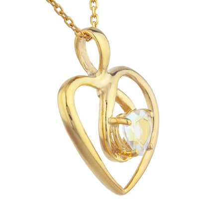 14Kt Gold Natural Mercury Mist Mystic Topaz Heart Design Pendant Necklace