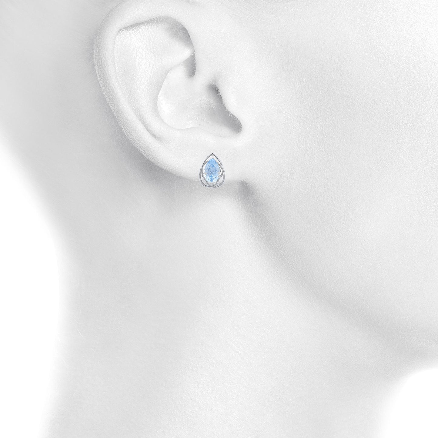 4 Ct Aquamarine Pear Teardrop Design Stud Earrings .925 Sterling Silver