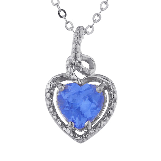 1.5 Ct Tanzanite Heart Design Pendant .925 Sterling Silver