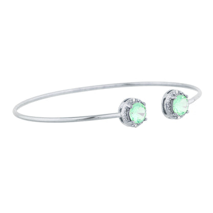 14Kt Gold Green Sapphire & Diamond Round Bangle Bracelet