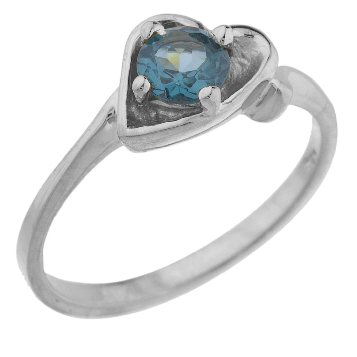 14Kt Gold London Blue Topaz Round Heart Ring