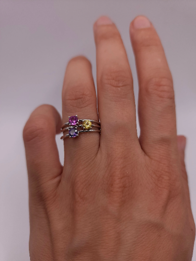 14Kt Gold Pink Sapphire Round Ring