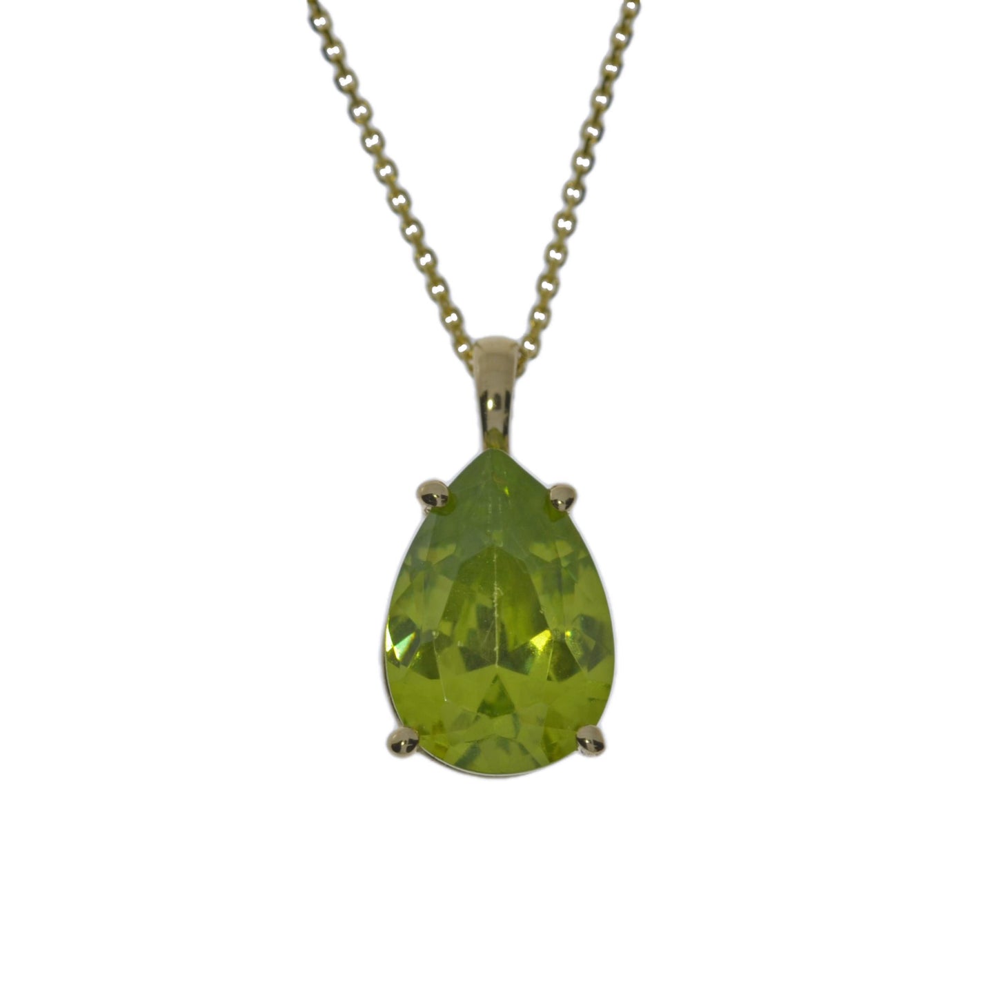 14Kt Gold Peridot Teardrop Pendant Necklace