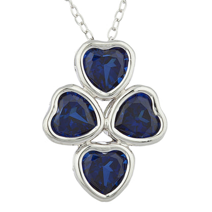 Blue Sapphire Heart Bezel Pendant .925 Sterling Silver