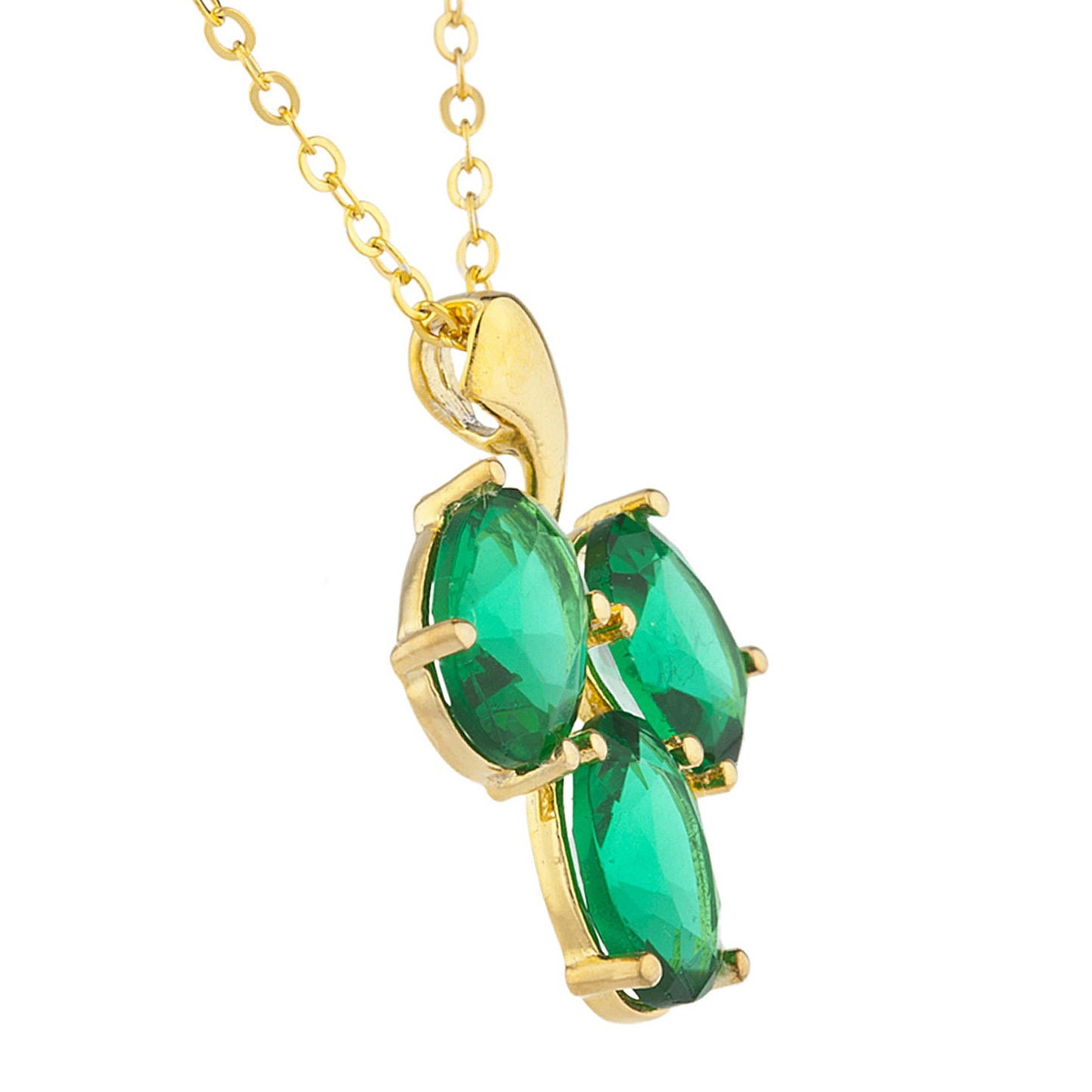 14Kt Yellow Gold Plated Emerald Oval Design Pendant