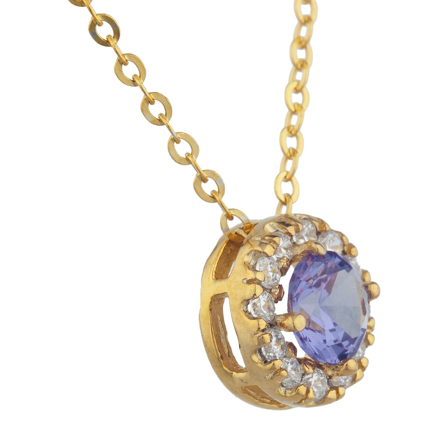 14Kt Gold 0.50 Ct Alexandrite Halo Design Pendant Necklace