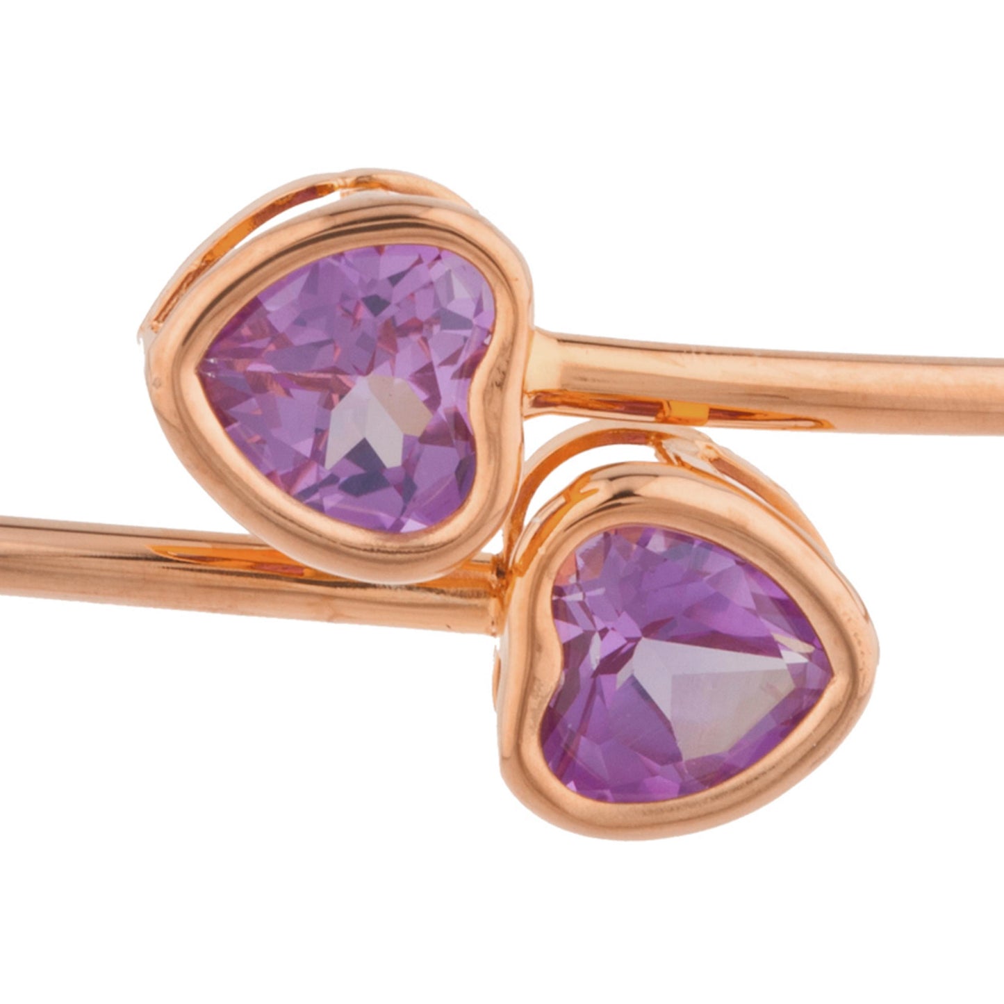 14Kt Rose Gold Plated Alexandrite Heart Bezel Bangle Bracelet