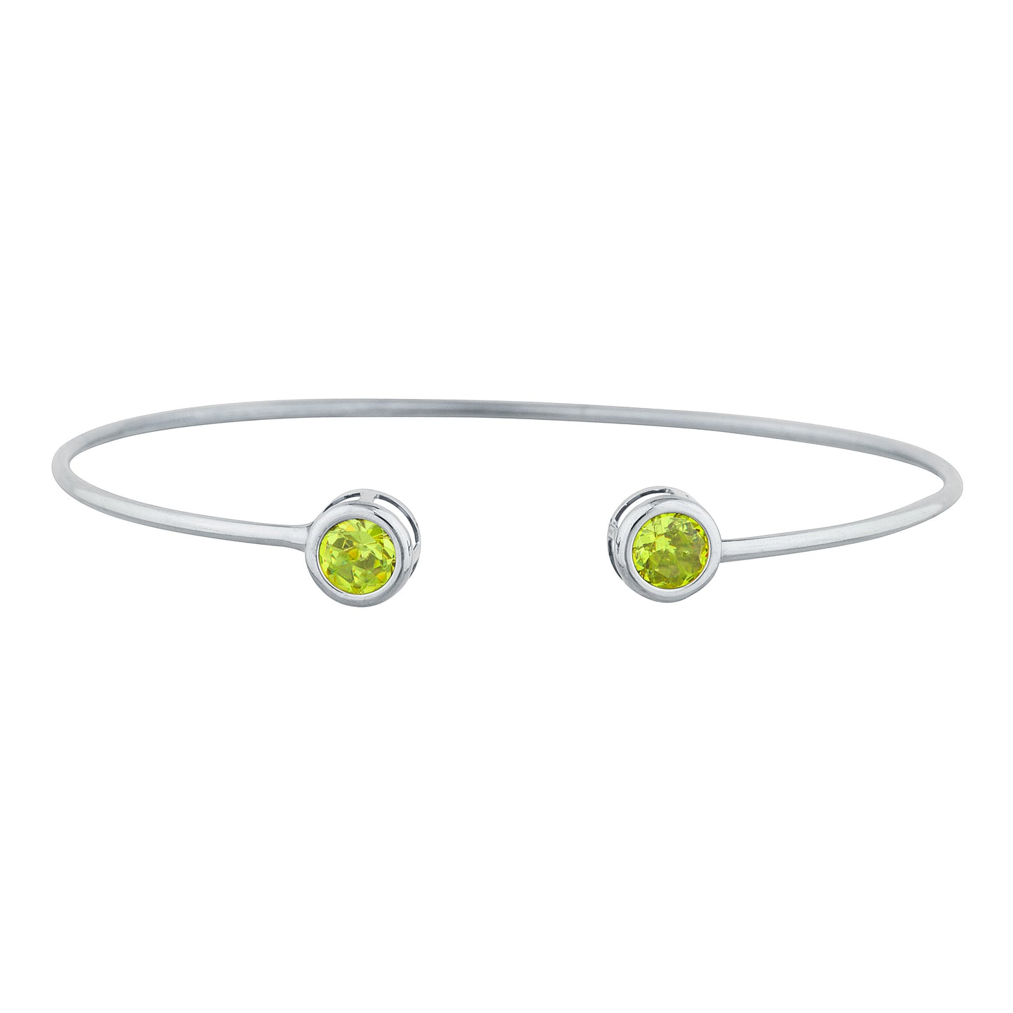 14Kt Gold Peridot Round Bezel Bangle Bracelet