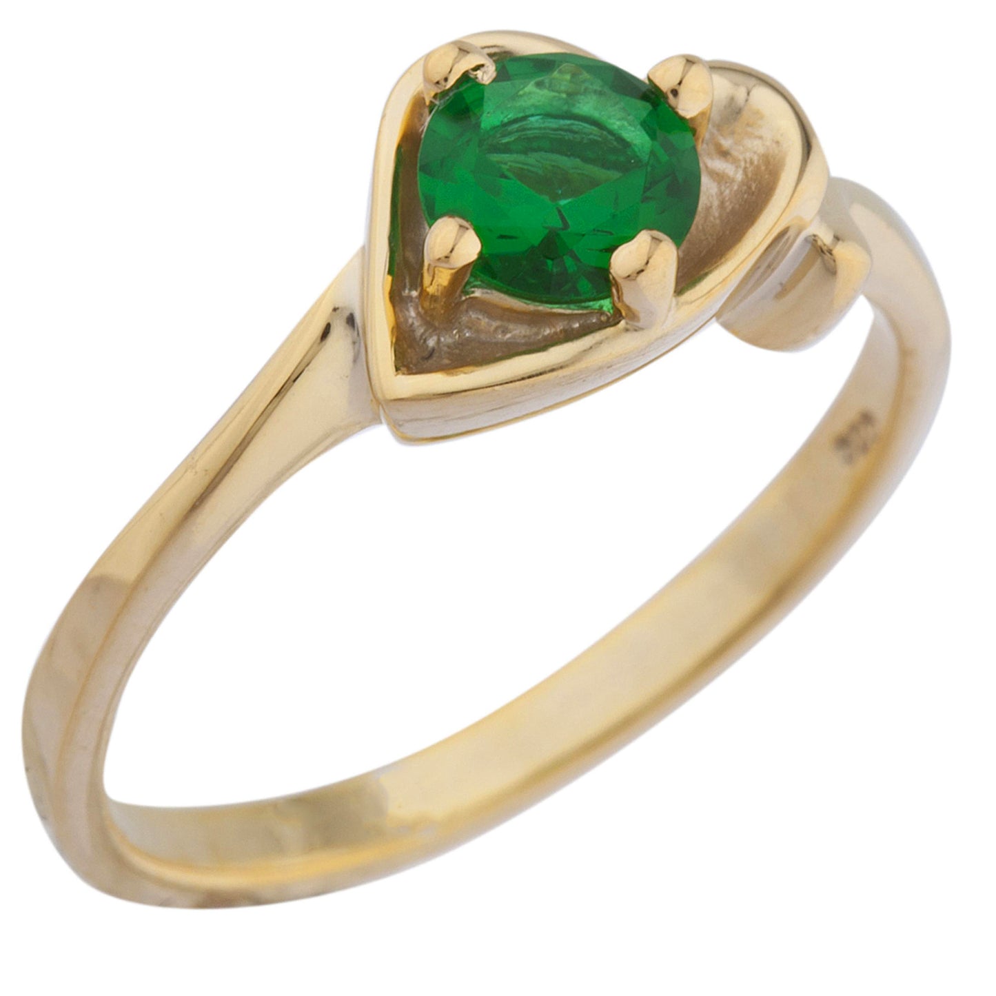 14Kt Gold Emerald Round Heart Ring