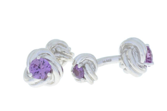 2.5 Ct Alexandrite Knot Cufflinks Rhodium Plated