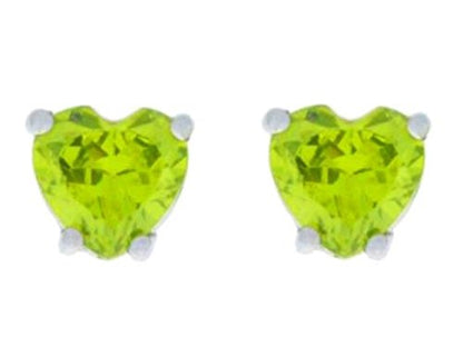 2 Ct Peridot Heart Stud Earrings .925 Sterling Silver